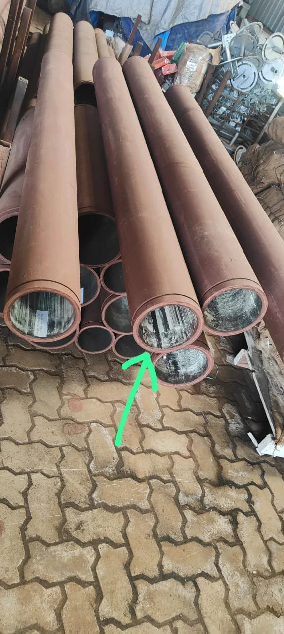 Industrial chemical pipes prepared for rubber lining