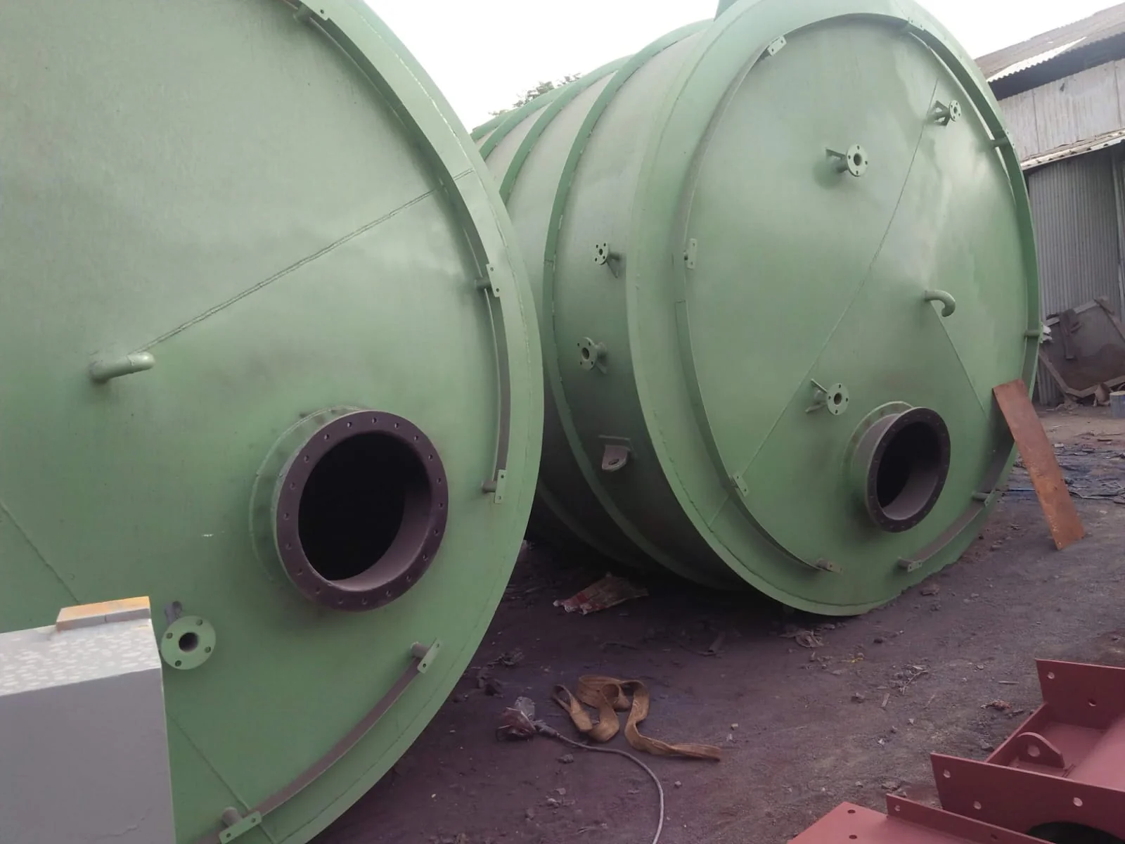 Completed water storage tanks with rubber lining
